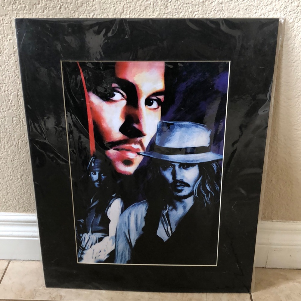 Johnny Depp sketch print with matting 20” x 15”